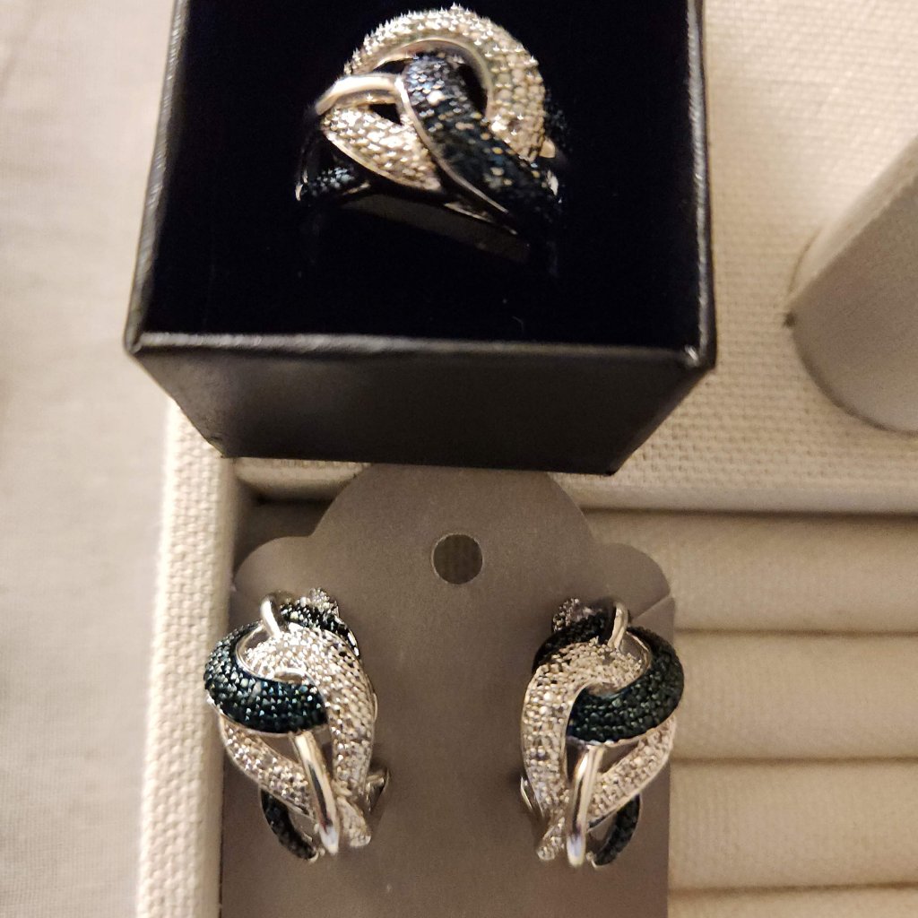 Infinity Interlcoking Circle Ring/Earring Set